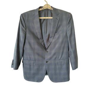 Ermenegildo Zegna Mens Blazer Size 56R/XXL Wool Lined Blue Black Plaid Looks New